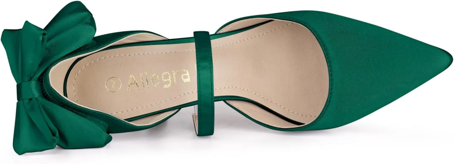 Allegra K Women's Pointed Toe Bow Satin Stiletto Heels Pumps