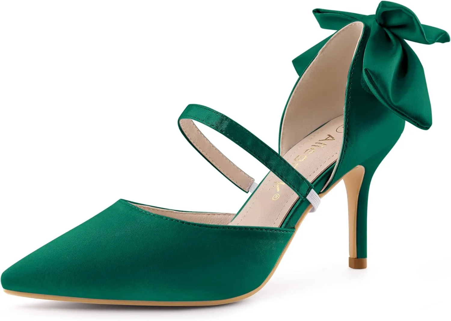 Allegra K Women's Pointed Toe Bow Satin Stiletto Heels Pumps