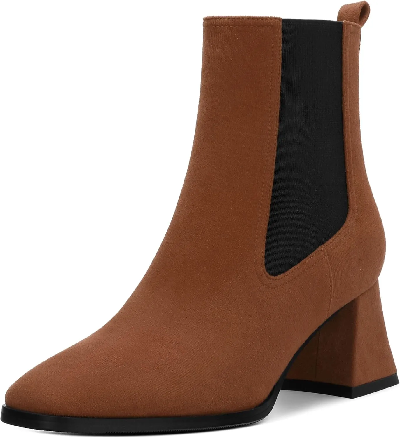 Ankle Boots for WomenFashionable Soft Elastic Ankle BootsSquare Toe Chunky Mid Heel Women's Ankle Booties