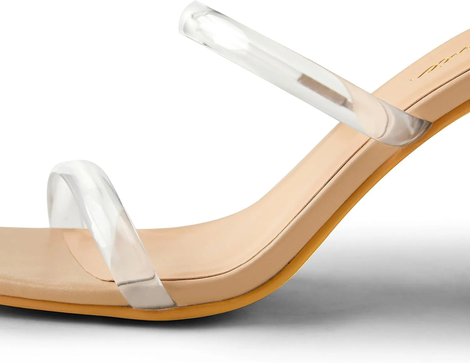 Arromic Women's Heeled Sandals Square Toe Two Strap Block Heels for Women Comfortable Strappy Heels Slip on Heeled Sandals for Women Dressy