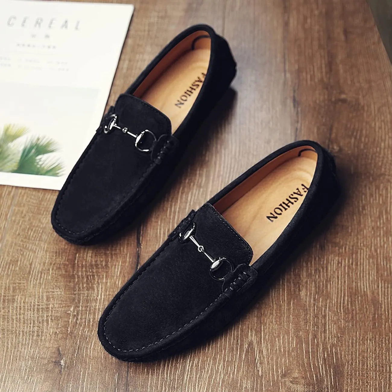 Asifn Men's Casual Leather Loafers Fashion Walking Flat Slip-On Lightweight Driving Shoes