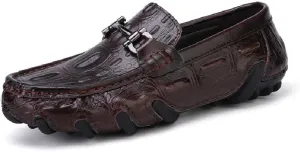 Asifn Mens Leather Loafers Comfortable Non-Slip Driving Shoes Lightweight Office Shoes Business Boat Shoes