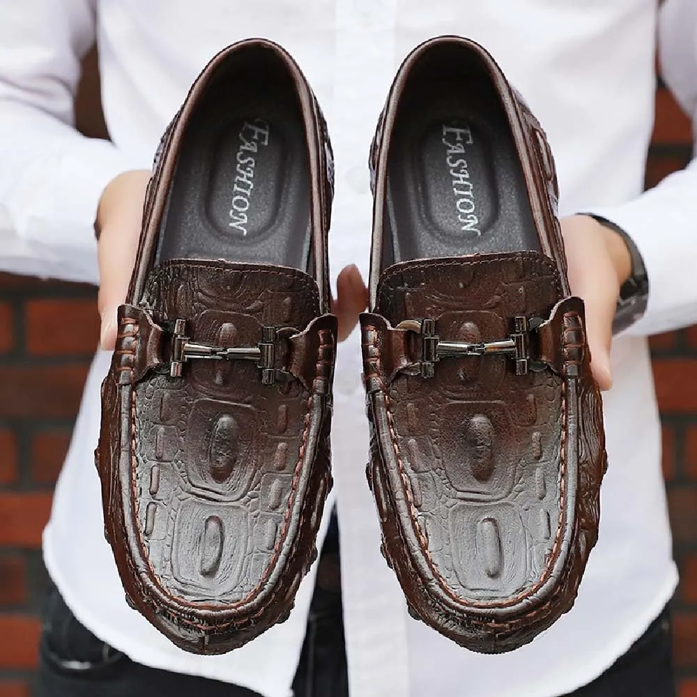 Asifn Mens Leather Loafers Comfortable Non-Slip Driving Shoes Lightweight Office Shoes Business Boat Shoes