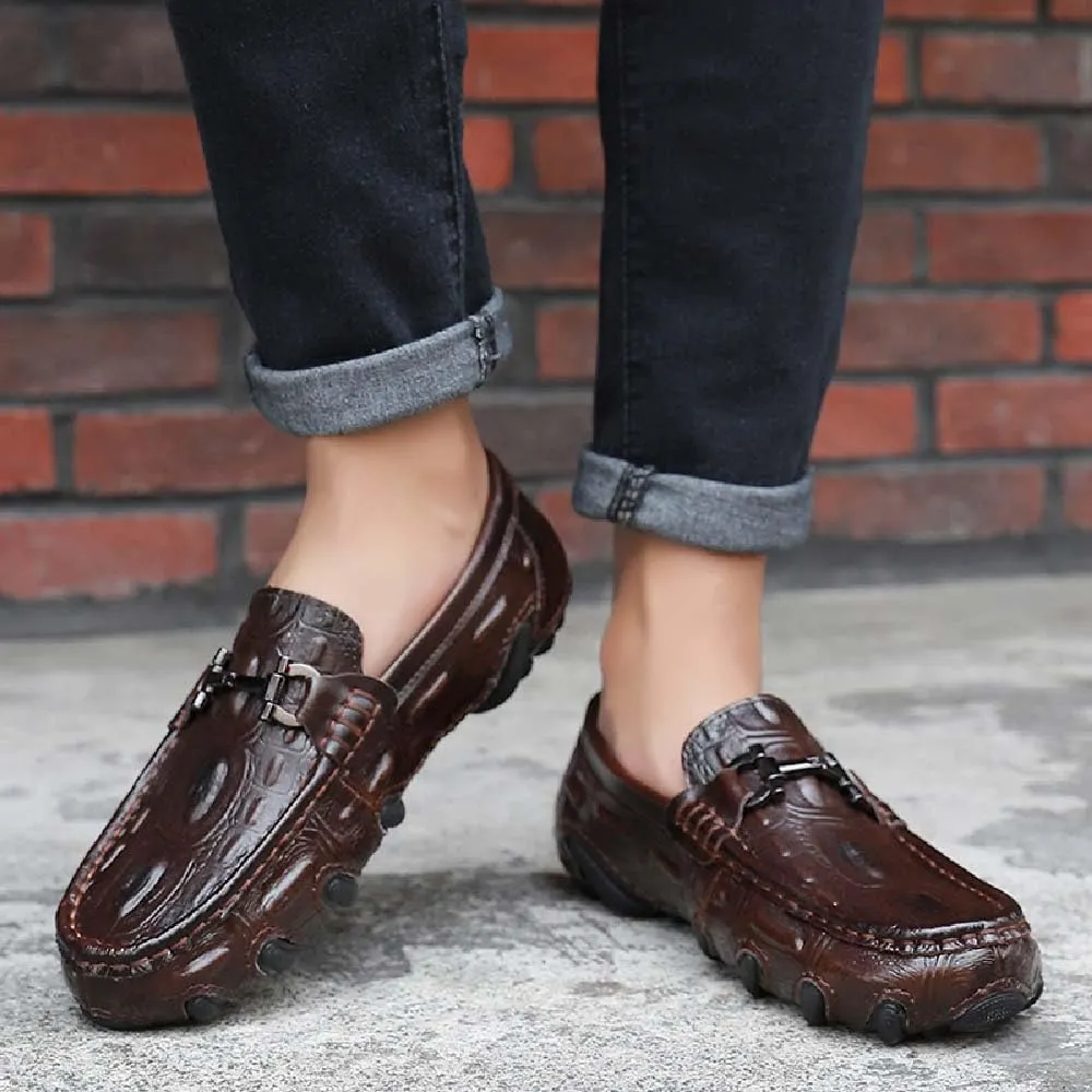 Asifn Mens Leather Loafers Comfortable Non-Slip Driving Shoes Lightweight Office Shoes Business Boat Shoes