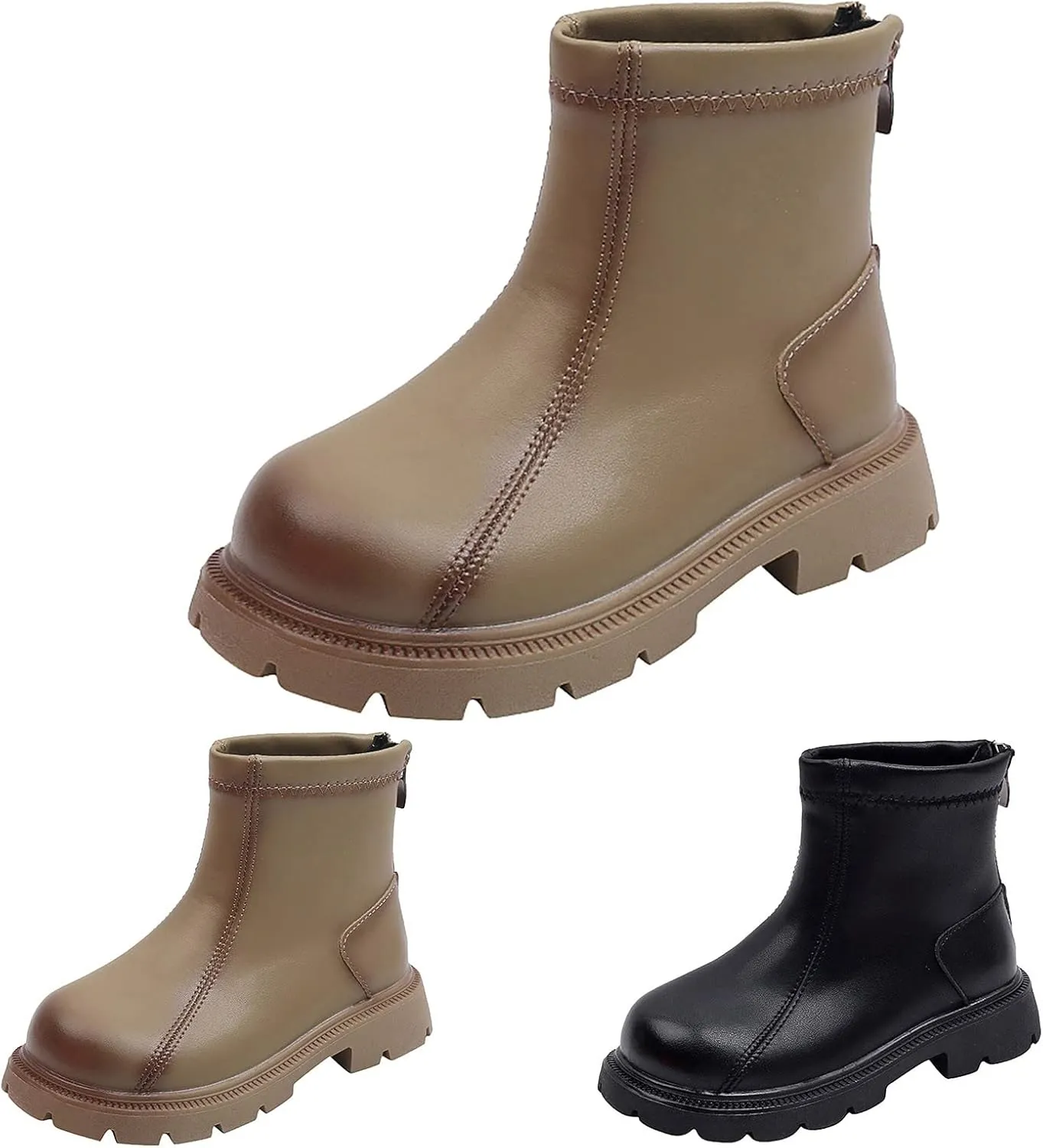 Baby Autumn Boots Fashion Spring And Autumn Children's Boots Boys' And Girls' Ankle Boots Thick Soles Back Lace Design