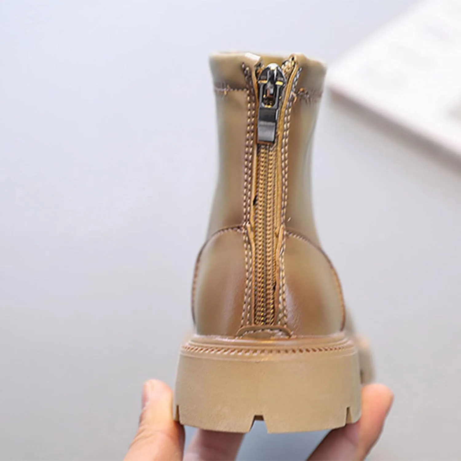 Baby Autumn Boots Fashion Spring And Autumn Children's Boots Boys' And Girls' Ankle Boots Thick Soles Back Lace Design