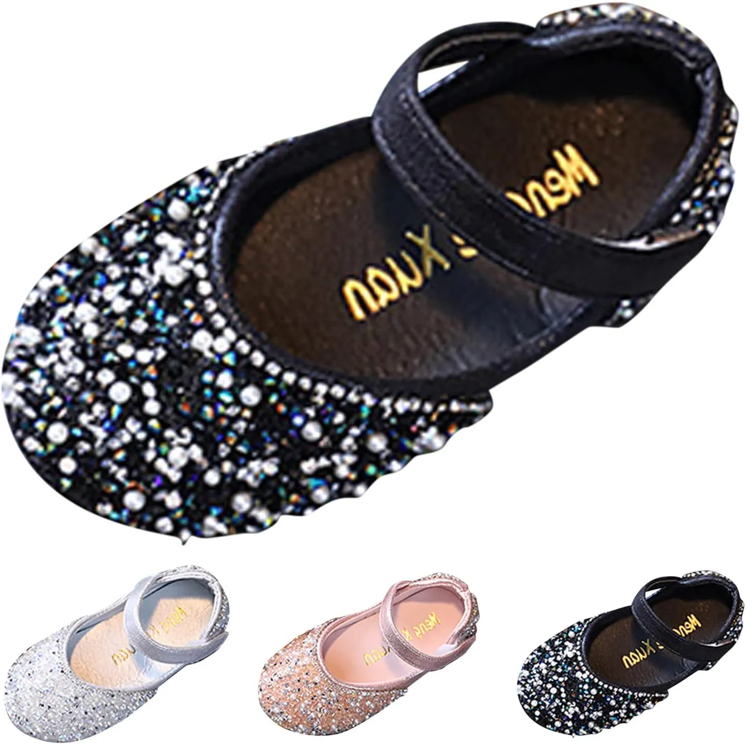 Baby Girls Mary Jane Dress Shoes Rhinestones Flower Girl Wedding Party Shoes Ballet Flats Toddler Sandals