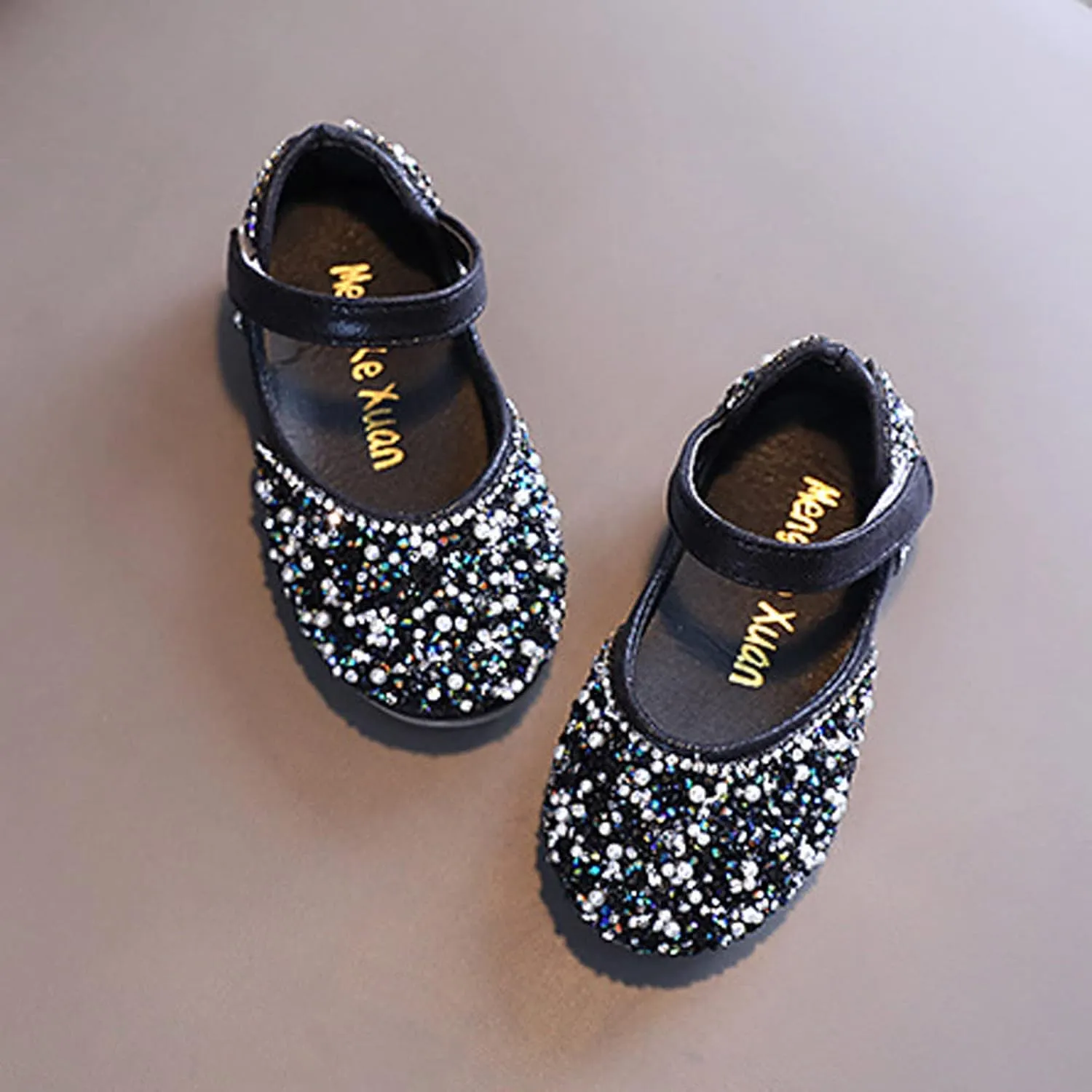 Baby Girls Mary Jane Dress Shoes Rhinestones Flower Girl Wedding Party Shoes Ballet Flats Toddler Sandals