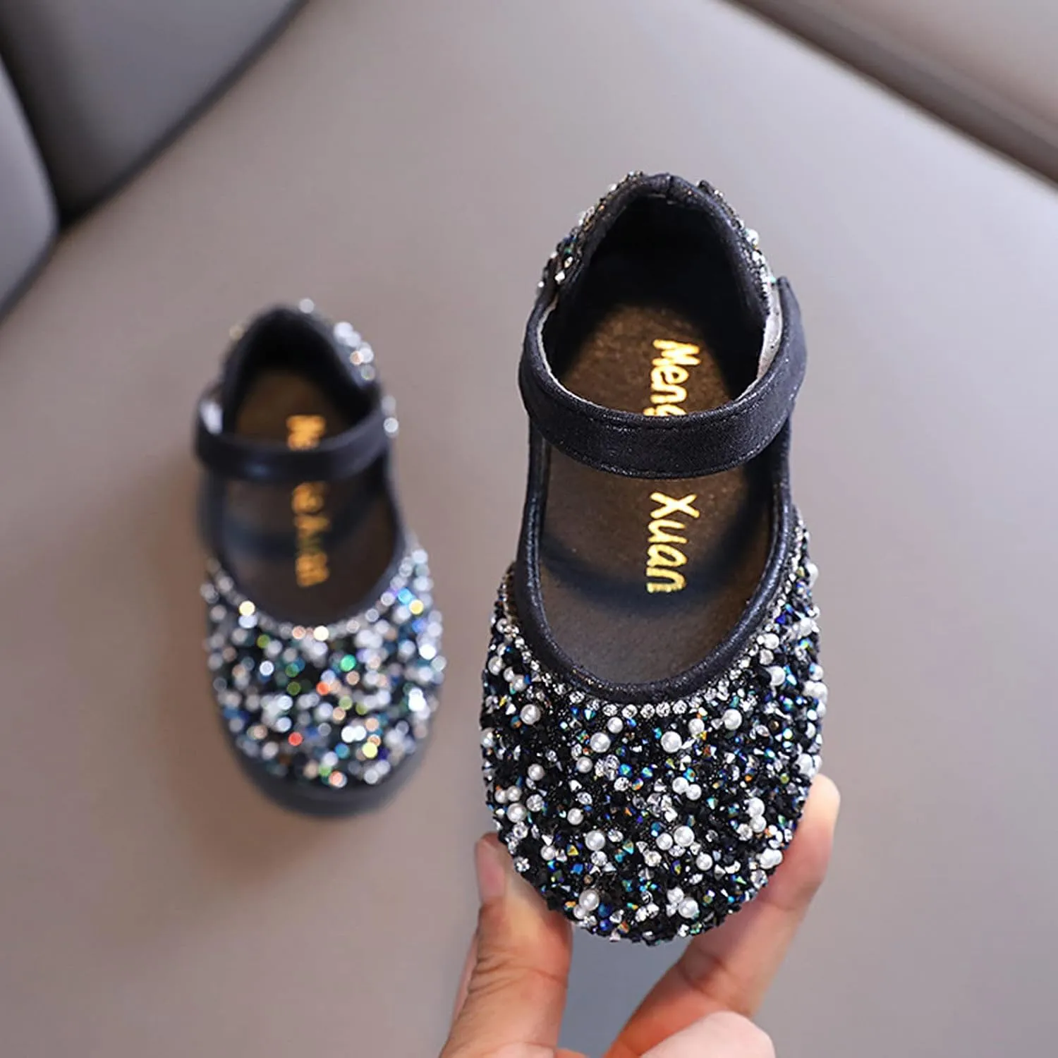 Baby Girls Mary Jane Dress Shoes Rhinestones Flower Girl Wedding Party Shoes Ballet Flats Toddler Sandals