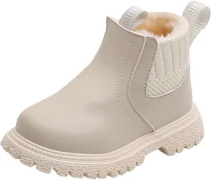 Baby Winter Ankle Boots Lace up Leather Ankle Boots Faux Fur Fashion Non Slip Warm Winter Boots Kids Outdoor Booties