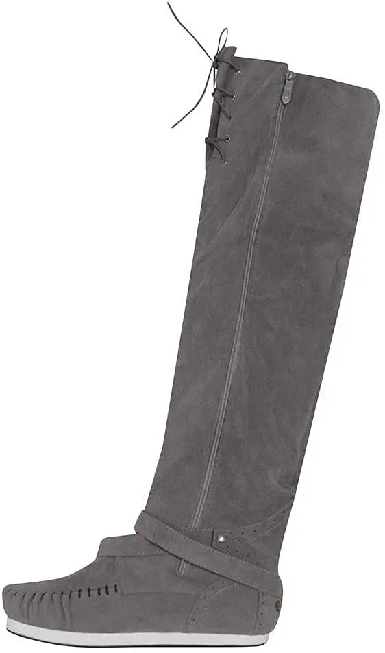Bcshiye Women's Knee High Riding Boots Buckle Strap Tassel Western Boots Pull On Block Heel Mid Calf Combat Boots