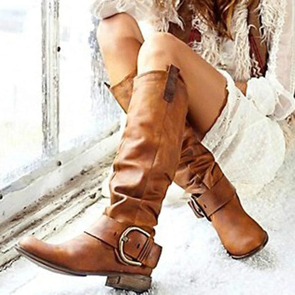 Bcshiye Women's Wide Calf Boots Knee High Riding Combat Boots Wide Width Winter Boots Extra Wide Calf Thigh High Boots