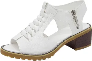 Block Heel Sandals for Women,Comfortable Open Toe Low Chunky Heels Dress Sandal Womens Mid Women‘s Dressy Summer Side Zipper Ankle Strap Classic Fashion Party Straps Comfortable Walking Shoes