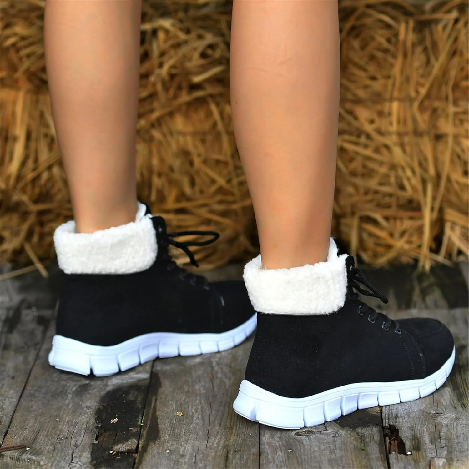 Boots For Women Ankle Booties Winter Snow Boots Fur Lined Warm Slip On Comfortable Outdoor Anti Slip Loafers Shoes