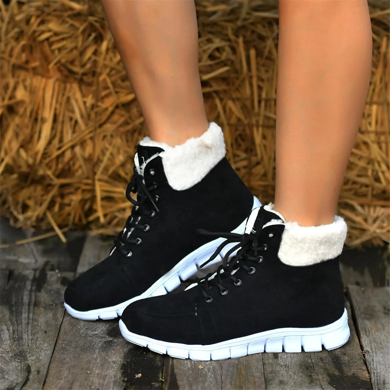 Boots For Women Ankle Booties Winter Snow Boots Fur Lined Warm Slip On Comfortable Outdoor Anti Slip Loafers Shoes