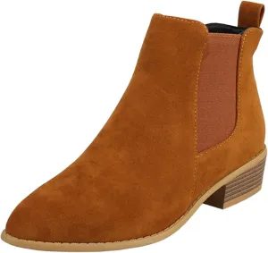 Boots for Women Chelsea Boots Fashion Short Boots Almond Toe Suede Slip On Elastic Ankle Booties