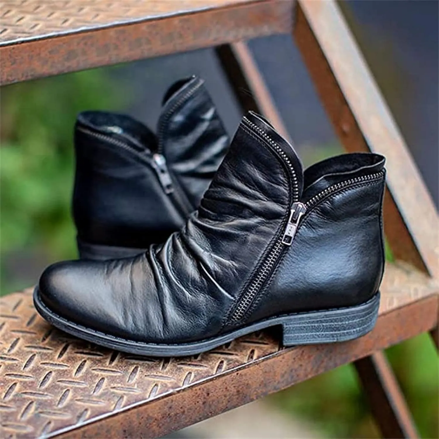Boots For Women Cowgirl Short Booties Fashion Ankle Boots Cowboy Western Classic Retro Casual Round Toe Walking Shoes