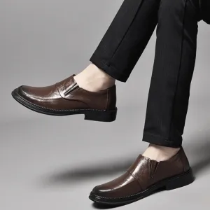 Breathable Leather Shoes for Men New Men Slip-On Pointed Toe Shoes Oxford Dress Shoes for Men Wedding Party Genuine Fashion Shoes