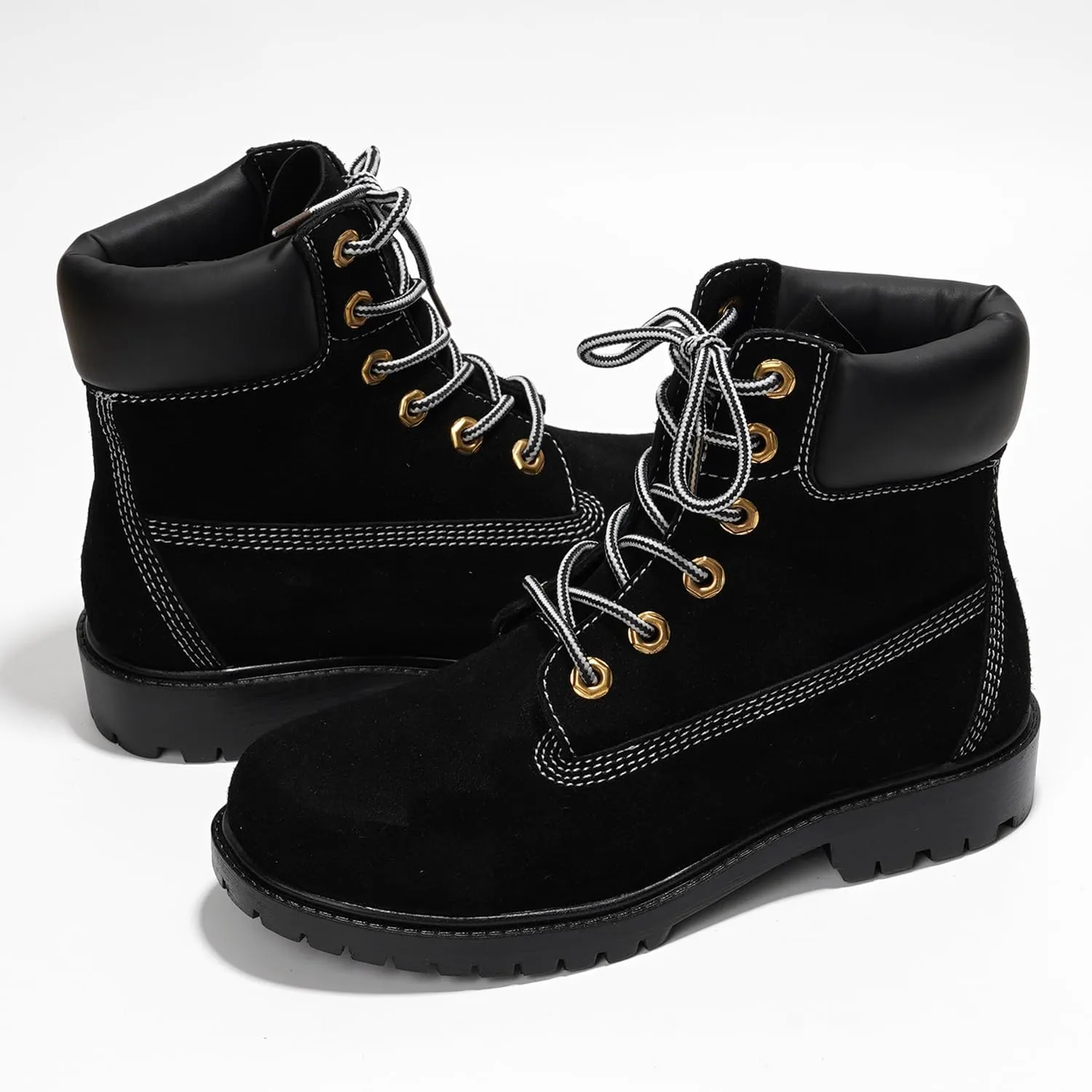 Cape Robbin Cow Suede Leather Slip-Resistant Ankle Boots Womens - Lace-Up Combat Boots - Water-Resistant Fall Moto Boots, Womens Winter Combat Boots (Alecia.A)