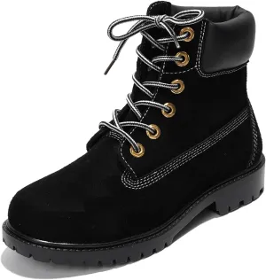 Cape Robbin Cow Suede Leather Slip-Resistant Ankle Boots Womens - Lace-Up Combat Boots - Water-Resistant Fall Moto Boots, Womens Winter Combat Boots (Alecia.A)