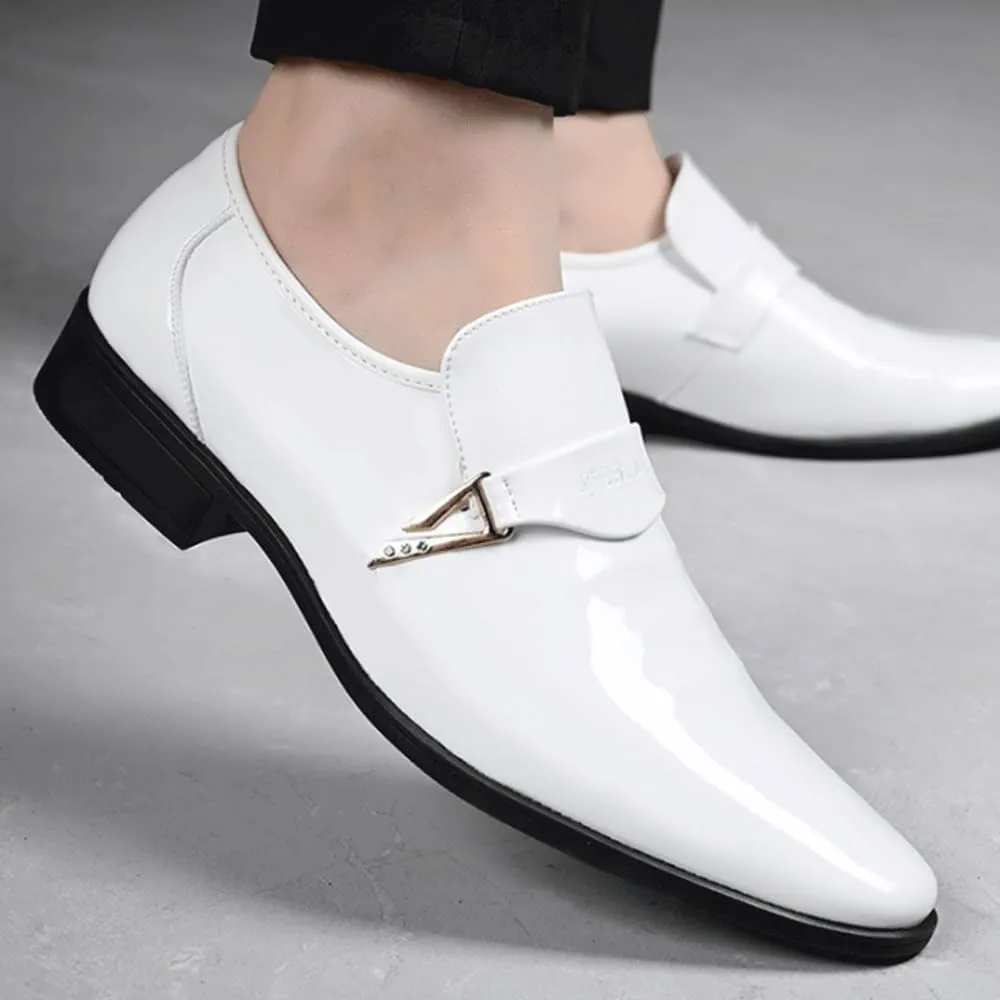 Classic Pointed-Toe Low Top Block High Heel Shoes Men's Slip-On Leather New Oxford Shoes Fashion Breathable Prom Business Wedding Dress Shoes