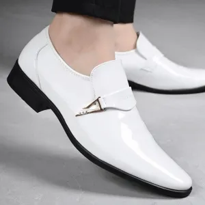 Classic Pointed-Toe Low Top Block High Heel Shoes Men's Slip-On Leather New Oxford Shoes Fashion Breathable Prom Business Wedding Dress Shoes