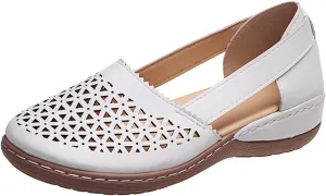 Closed Toe Sandals Women Hollow Casual Flats Orthotic Wedge Dressy Comfortable Shoes Beach Outdoor Walking Slippers