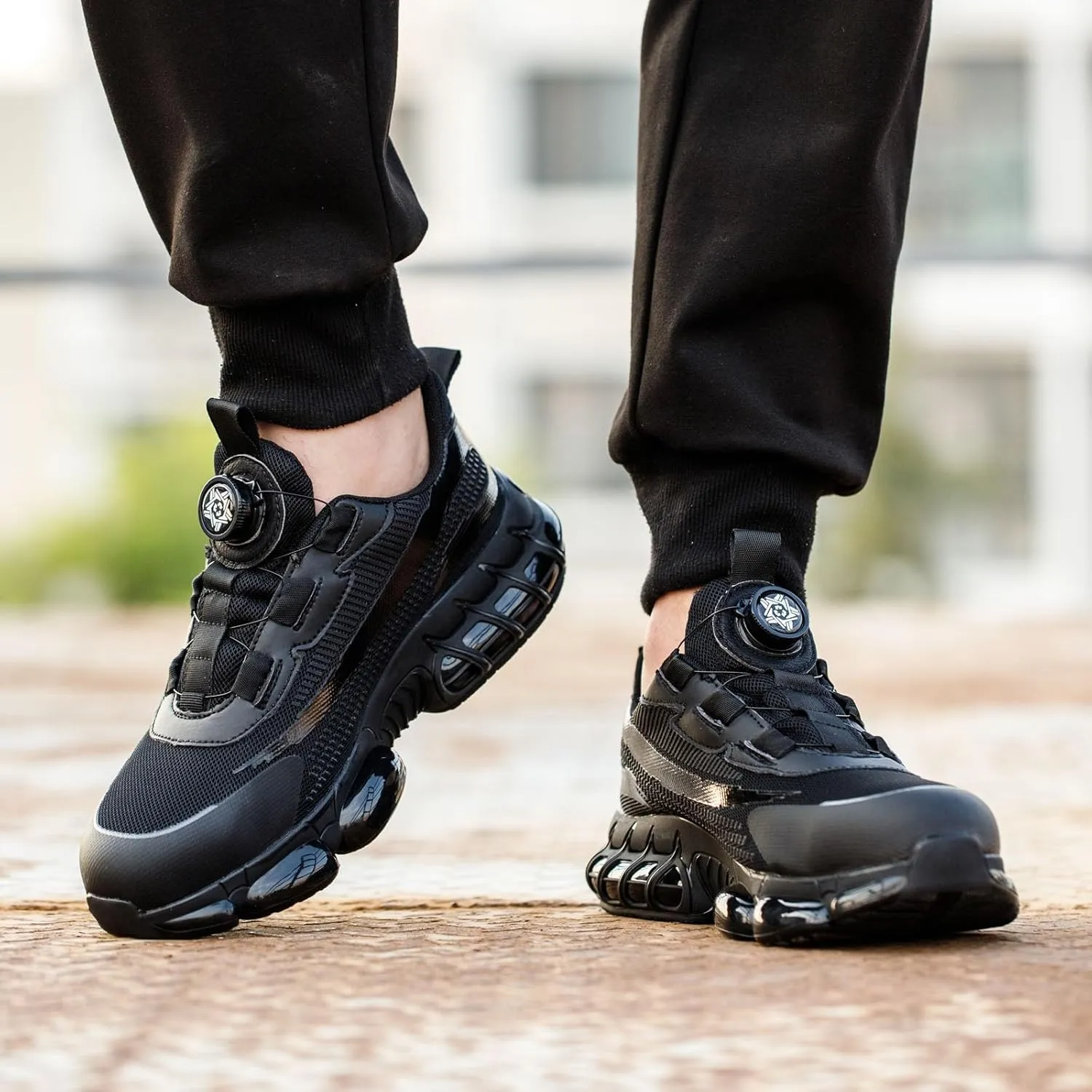 Couples Fashion Mesh Knob Plus Thick Soled Labor Protective Shoes Boots Men's And Women's Work Shoes Mens Lite Adapt 3 Sneaker Athletic Slip on Shoe