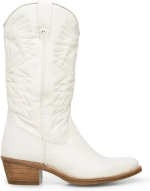 Cowboy Boots For Women Wide Calf Mid Calf Embroidered Pull On Cowgirl Boots Block Chunky Heel Western Riding Wedding Boots