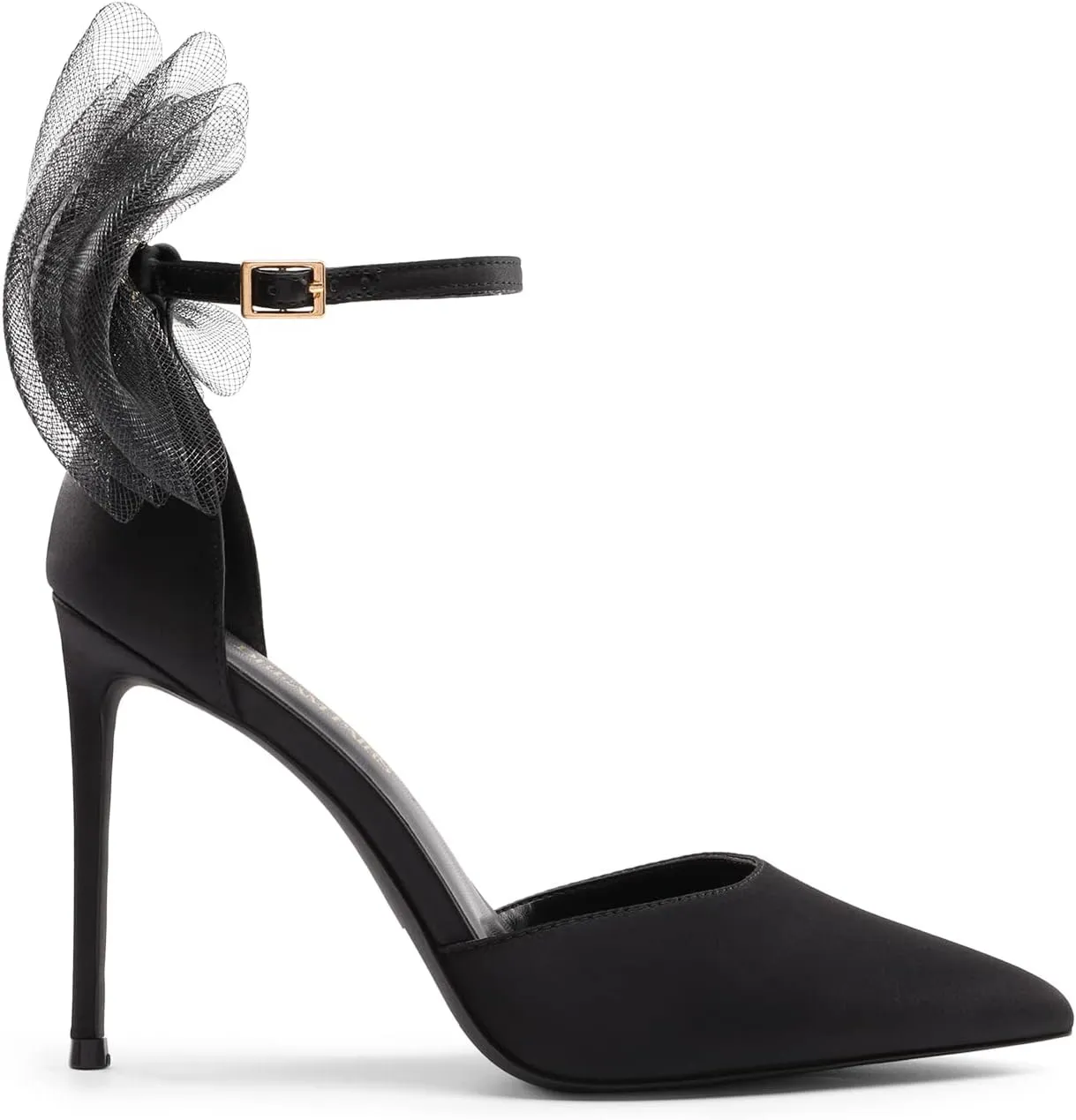 DREAM PAIRS Women's High Heels Strappy Closed Toe Stiletto Pointed Toe Mesh Bows Ankle Strap D'Orsay Sexy Dress Wedding Party Pumps Shoes