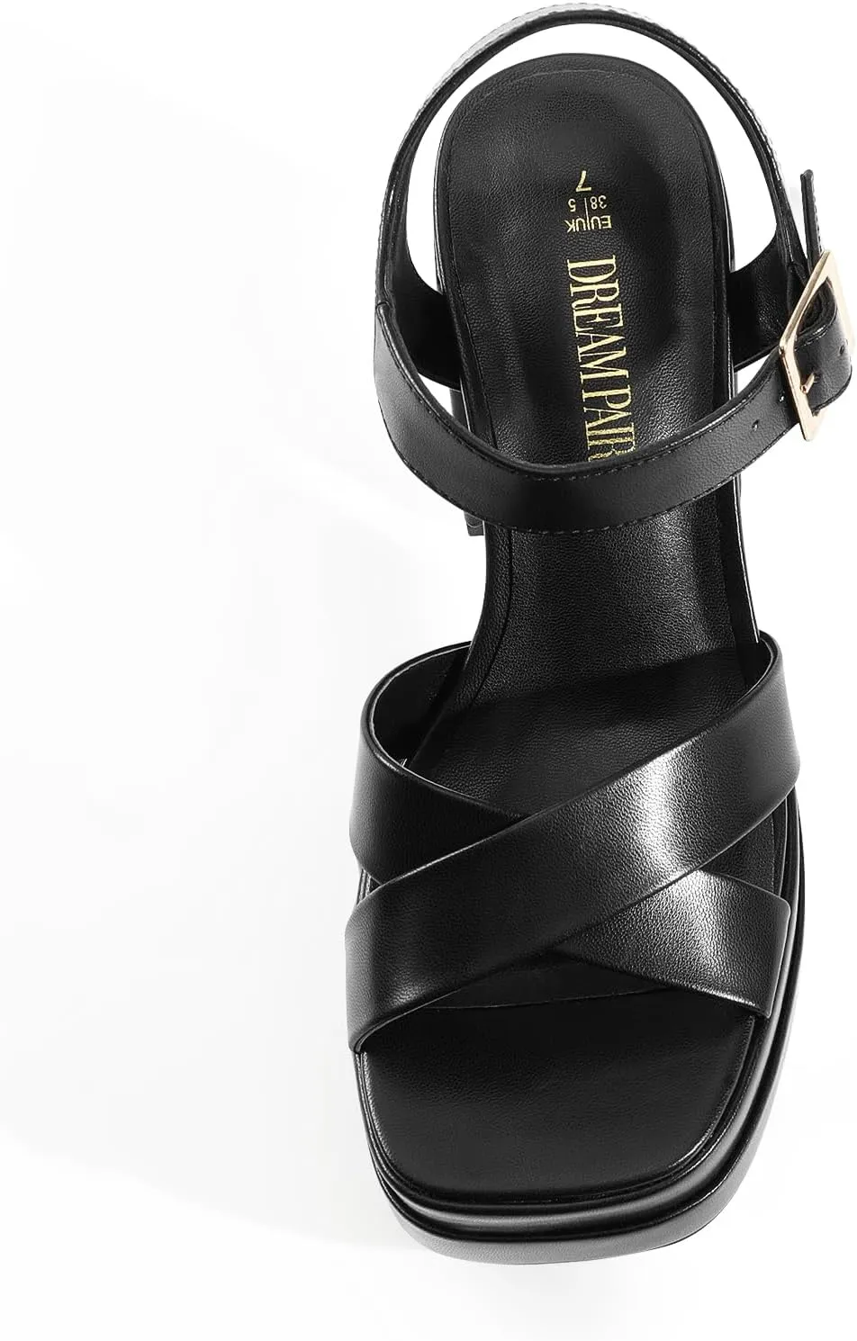 DREAM PAIRS Women's Platform Chunky Heels Square Open Toe Ankle Strap High Heeled Sandals Y2K Shoes for Party Brunch