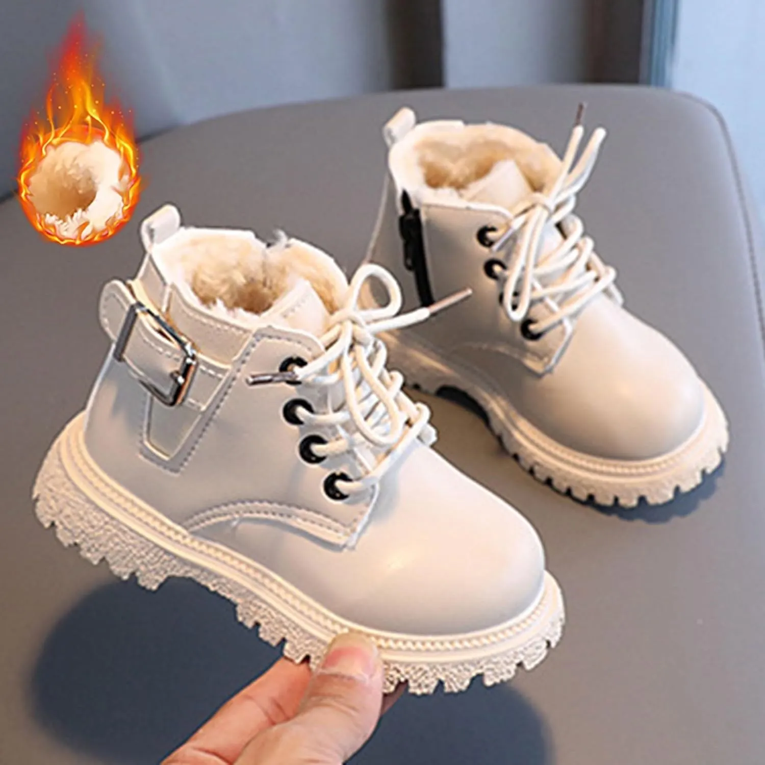 Fashion Combat Ankle Bootie Little Kid High Top Dress Shoes Lace Up/Zip Booties Winter Short Shoes