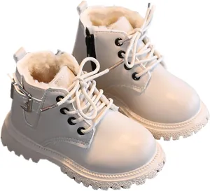 Fashion Combat Ankle Bootie Little Kid High Top Dress Shoes Lace Up/Zip Booties Winter Short Shoes