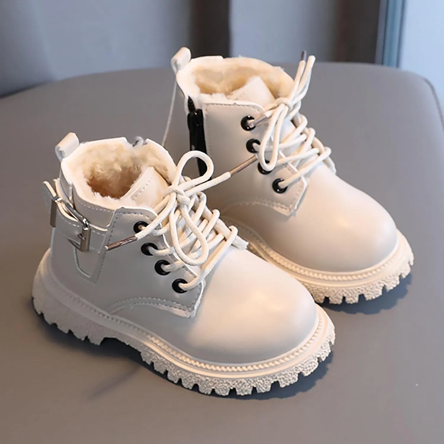 Fashion Combat Ankle Bootie Little Kid High Top Dress Shoes Lace Up/Zip Booties Winter Short Shoes