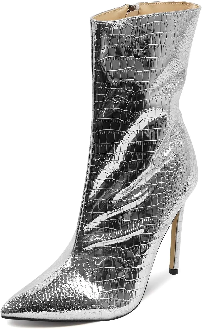 getmorebeauty Women's Ankle Boot Sexy High Heel Pointed Toe Side Zipper Mid Calf Boots