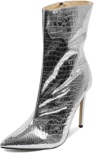 getmorebeauty Women's Ankle Boot Sexy High Heel Pointed Toe Side Zipper Mid Calf Boots