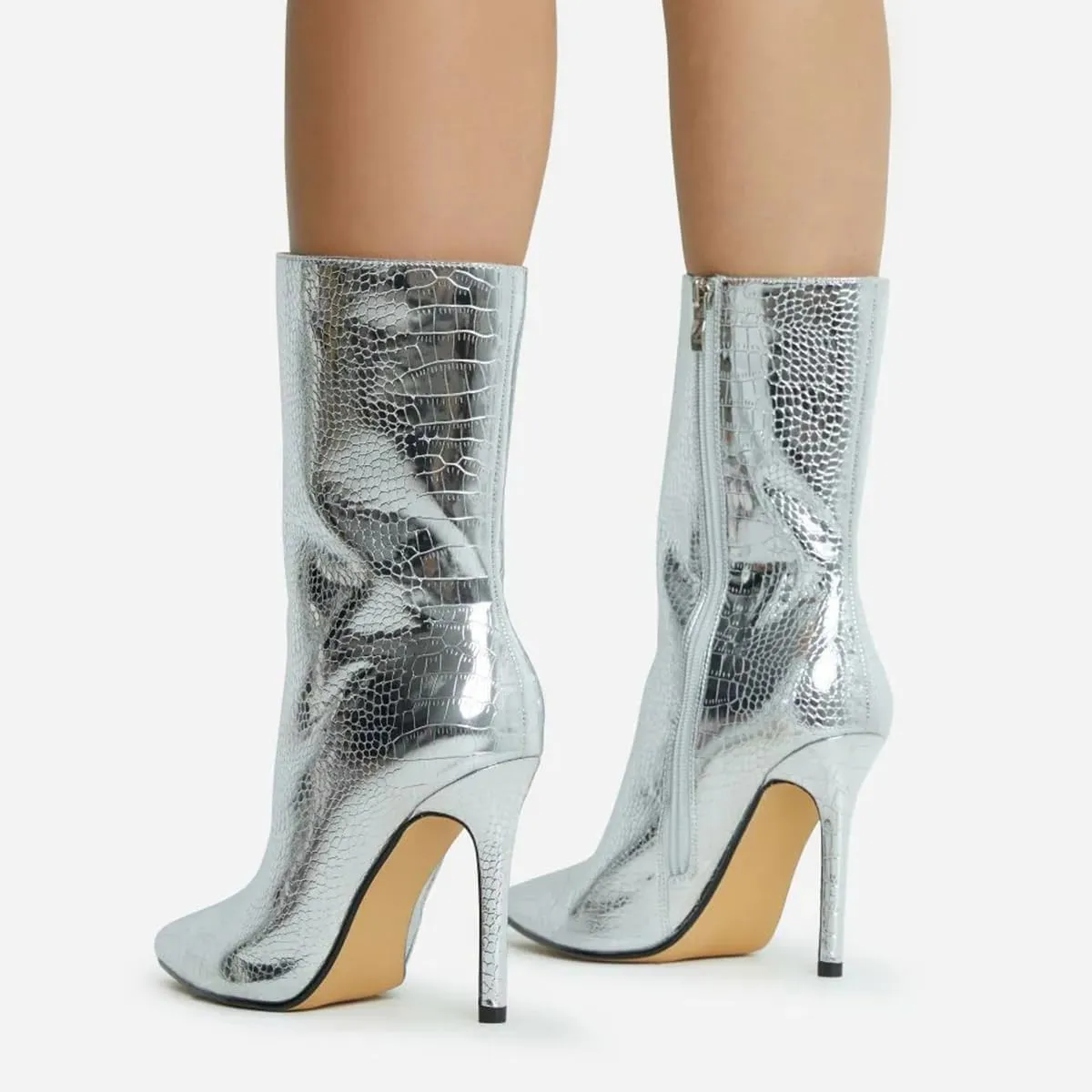 getmorebeauty Women's Ankle Boot Sexy High Heel Pointed Toe Side Zipper Mid Calf Boots
