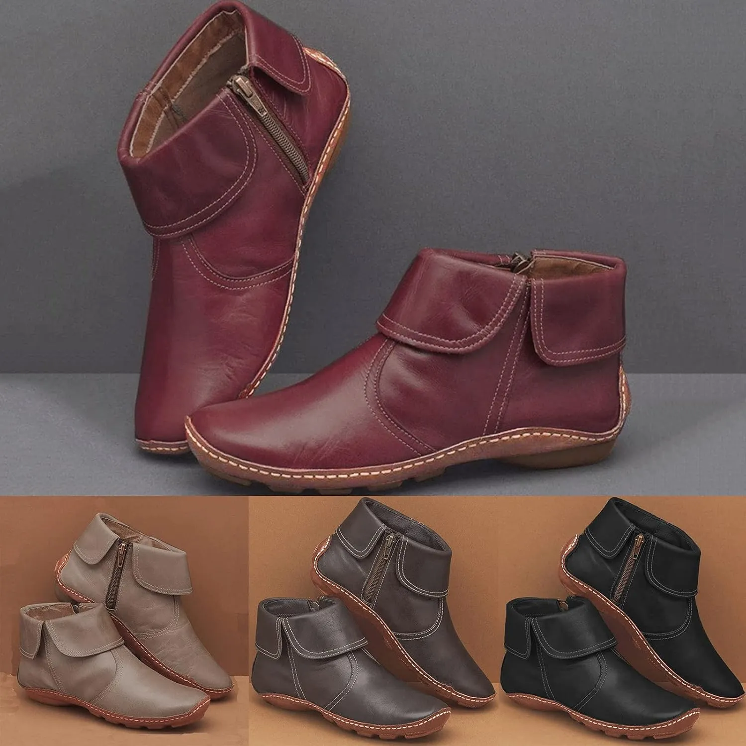 Gibobby Boots for Women Low Heel,Arch Support Boots Casual Flat Platform Short Ankle Boots Everyday Boots for Ladies