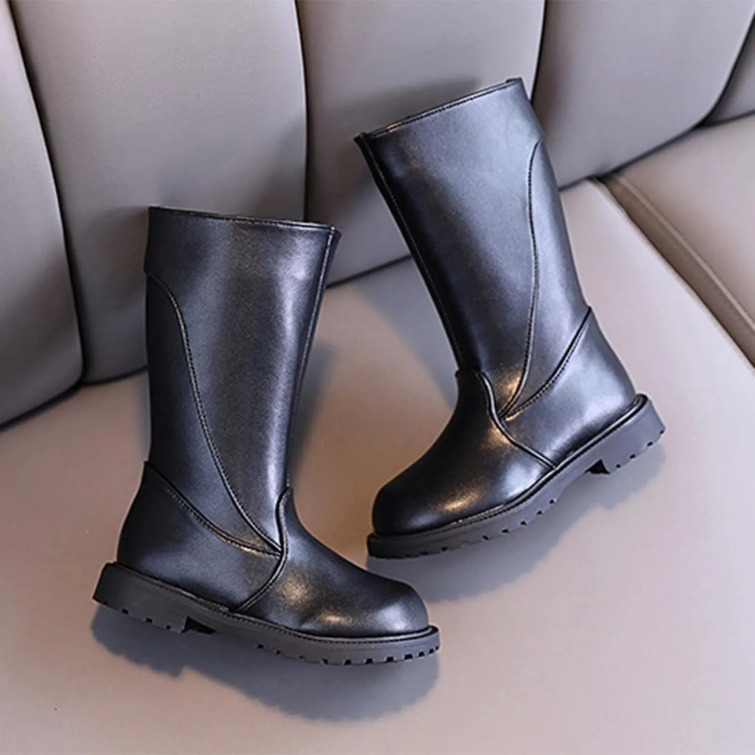 Girls Ankle Boots Fashion Autumn And Winter Girls Mid Calf Boots Flat Bottom Thick Soles Non Slip Outdoor Hiking Shoes