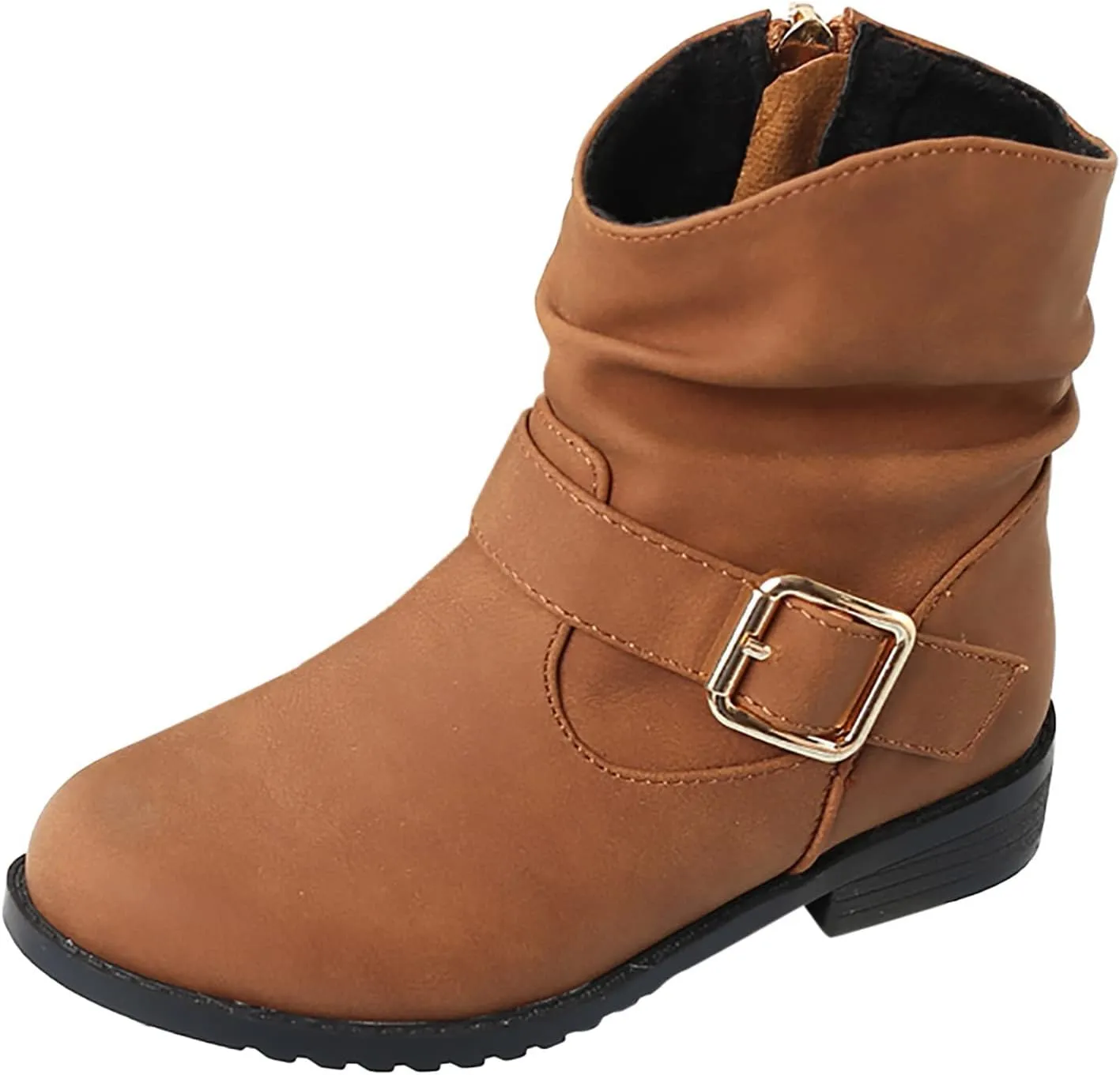Girls Ankle Boots Girls Buckle Decor Boots Western Boots Kids Ankle Boots Girls Low Heel Riding Outdoor Hiking Shoes