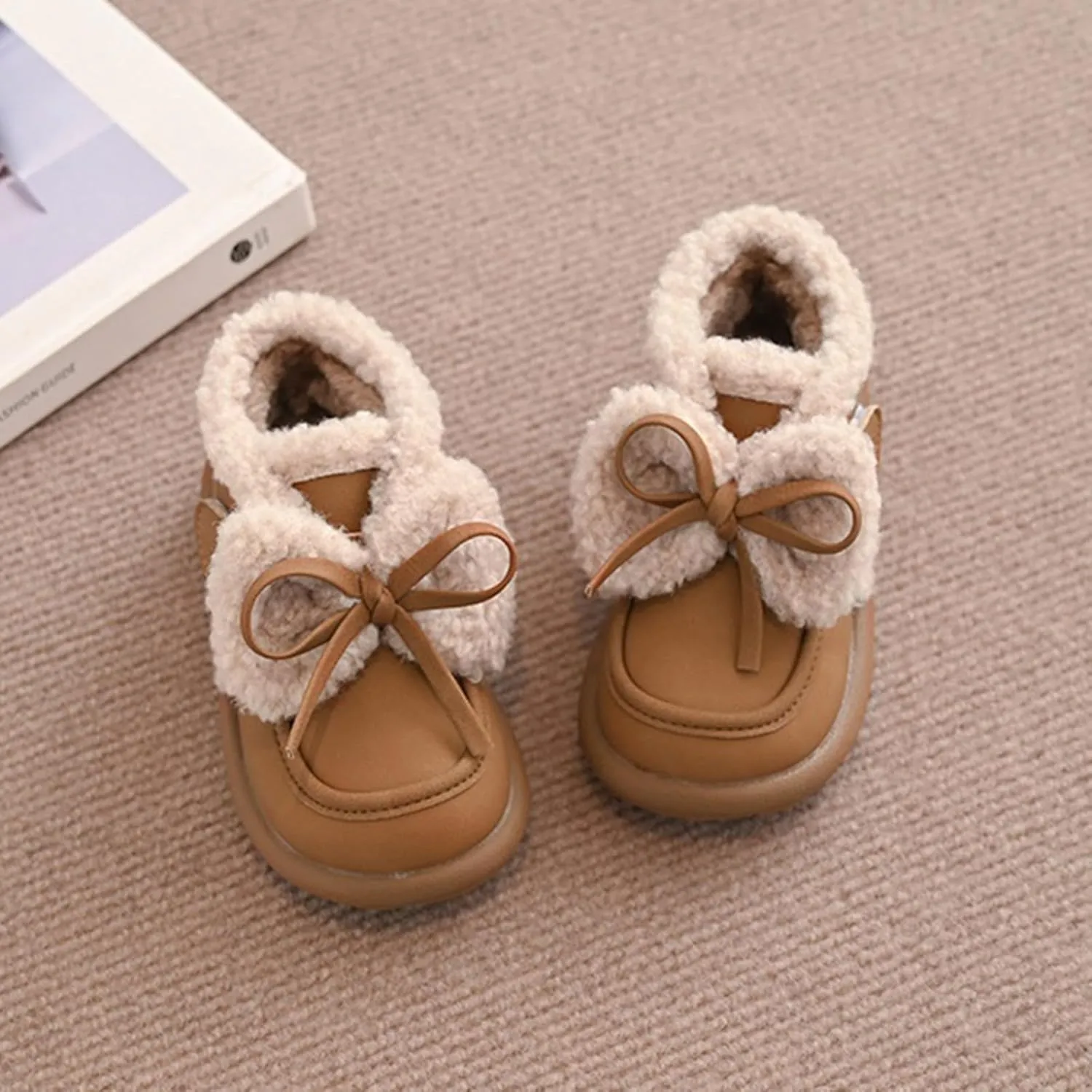 Girls Boots Ankle Boots Girls Spring Autumn Winter Cotton Shoes Plus Velvet Warm Versatile Short Boots Girls Round Toe