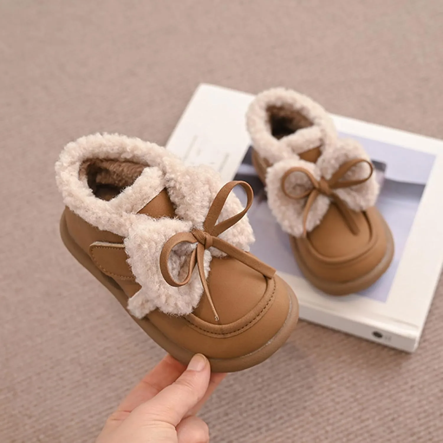 Girls Boots Ankle Boots Girls Spring Autumn Winter Cotton Shoes Plus Velvet Warm Versatile Short Boots Girls Round Toe