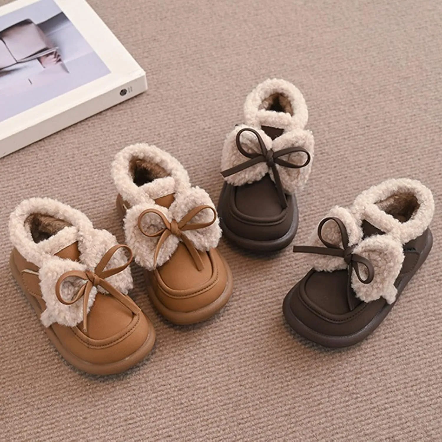 Girls Boots Ankle Boots Girls Spring Autumn Winter Cotton Shoes Plus Velvet Warm Versatile Short Boots Girls Round Toe