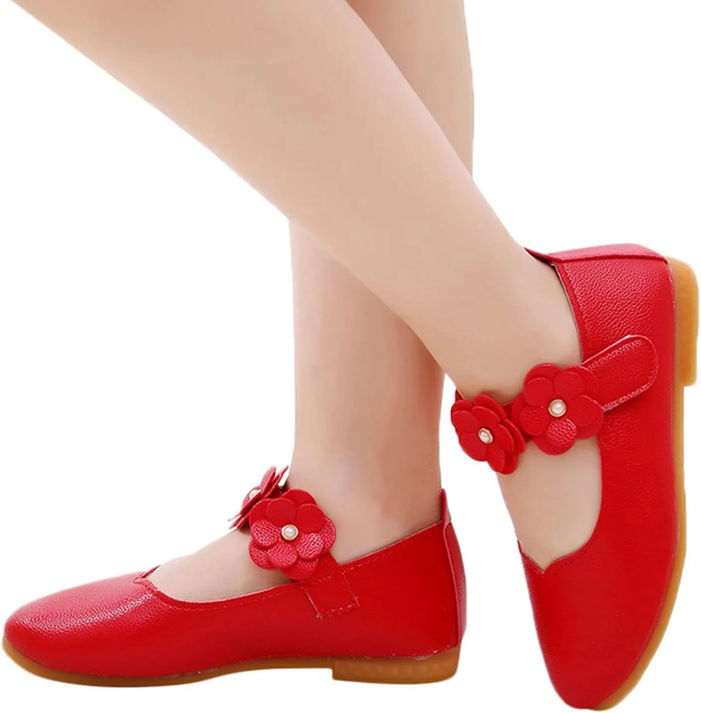 Girls Dress Shoes Closed Toe Wedding Party School Ankle Strap Ballet Flats Shoes Little School Shoes for Teen Girls