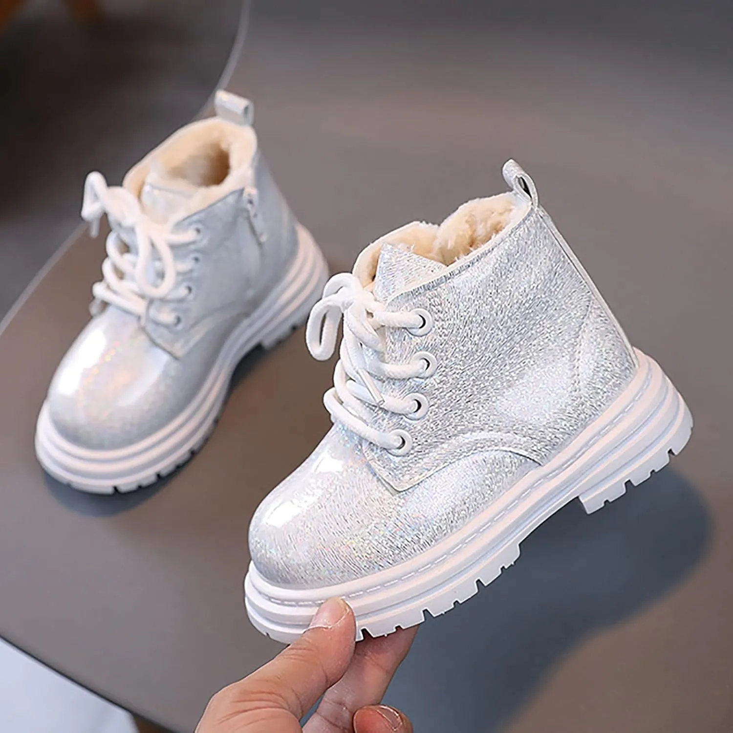Girls Fashion Short Ankle Boots Outdoor Ankle Hiking Boots Military Combat Boots Winter Snow Boots