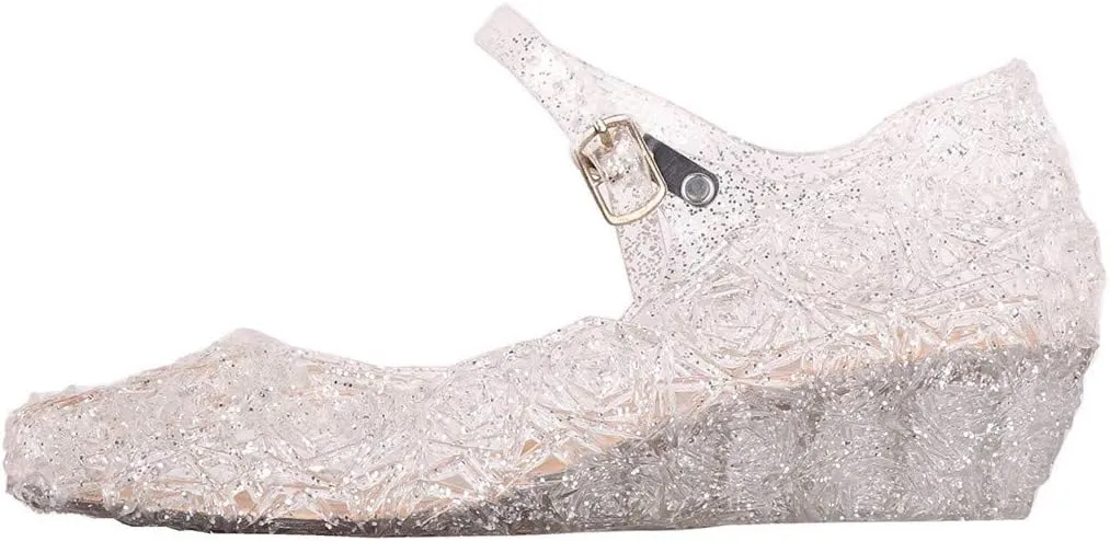 Girls Jelly Sandals Cosplay Dress Up Mary Jane Flat Heels Dance Part Single Flower Girls Shoes for Kids Toddler