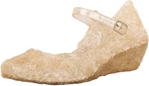Girls Jelly Sandals Cosplay Dress Up Mary Jane Flat Heels Dance Part Single Flower Girls Shoes for Kids Toddler