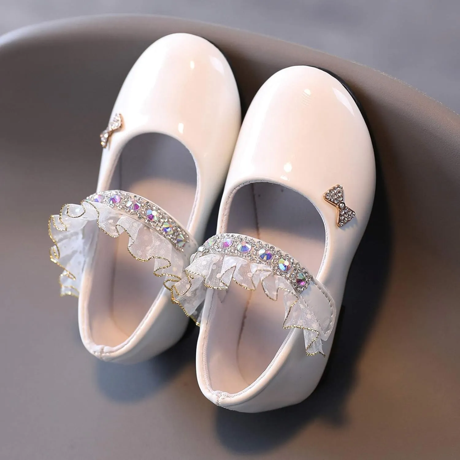 Girls Mary Jane Flats Toddler Girls Glitter Dress Wedding Ballet Shoes Patent Leather Shoes for Kids Dress up Shoes