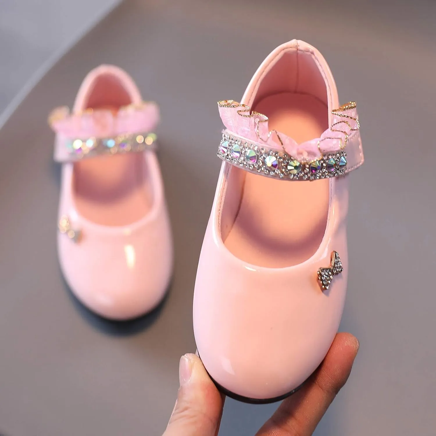 Girls Mary Jane Flats Toddler Girls Glitter Dress Wedding Ballet Shoes Patent Leather Shoes for Kids Dress up Shoes
