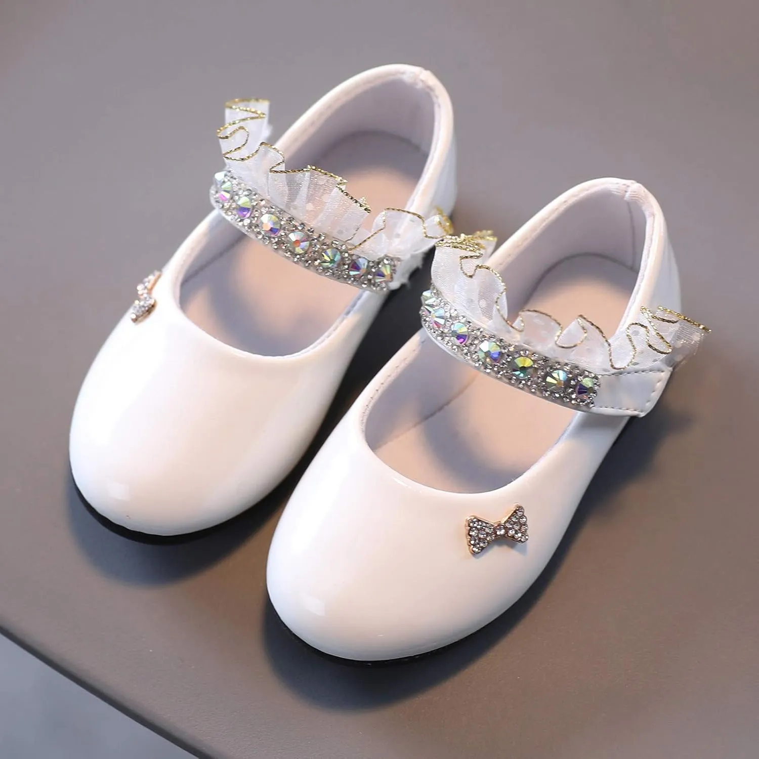 Girls Mary Jane Flats Toddler Girls Glitter Dress Wedding Ballet Shoes Patent Leather Shoes for Kids Dress up Shoes